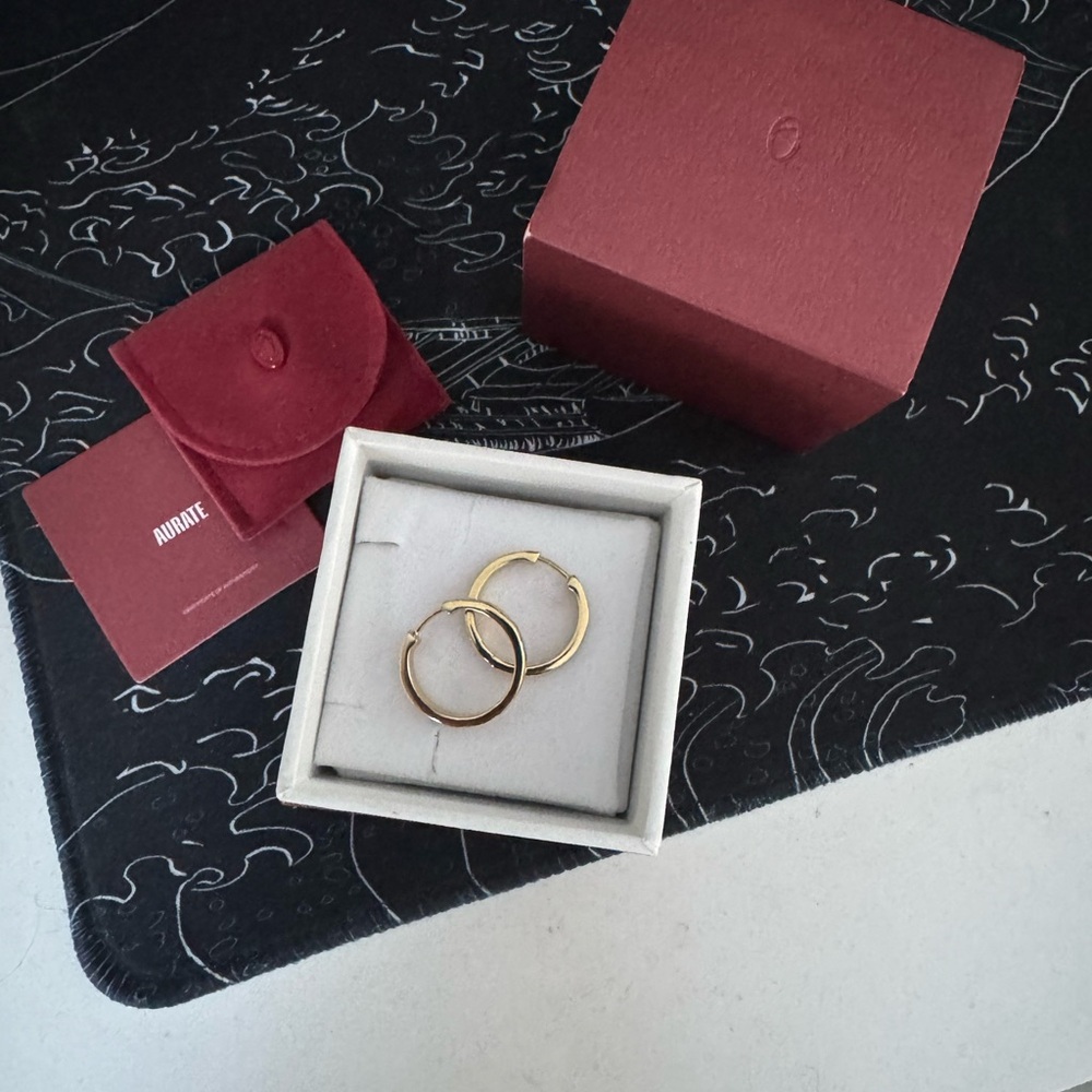 Aurate Gold Quilted Hoop Earrings - Picture 2 of 4